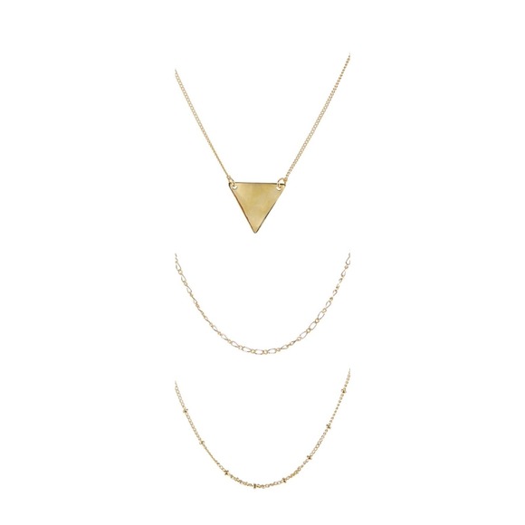 Triple Layer Geometric Gold Plated Necklace - Picture 3 of 4